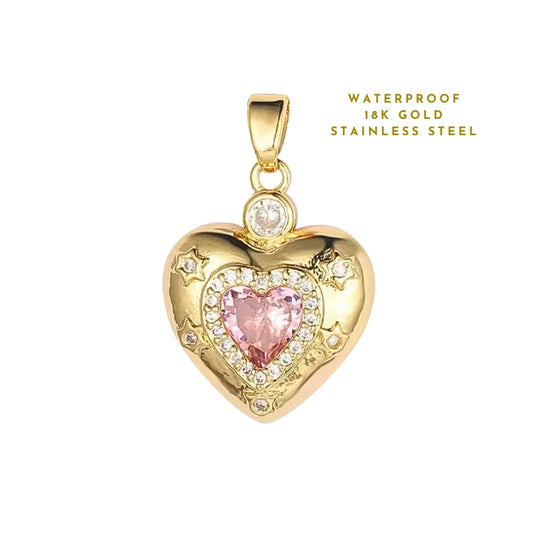 Diamante Pink Heart | Charms