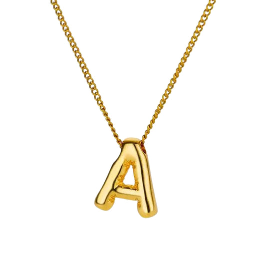 Balloon Style Initial Gold Necklace