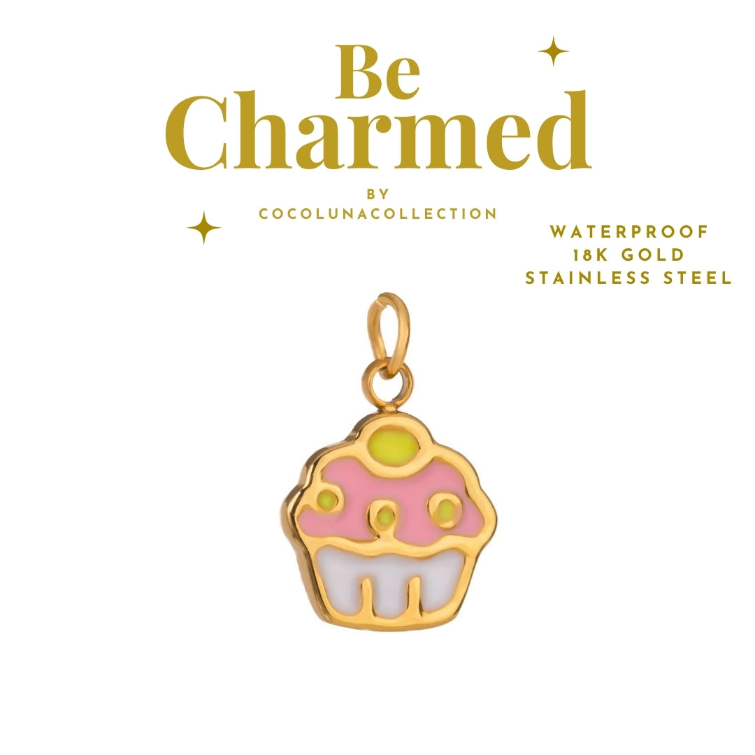 Cupcake Charm Stainless Steel 18k Gold