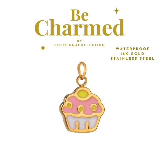 Cupcake Charm Stainless Steel 18k Gold