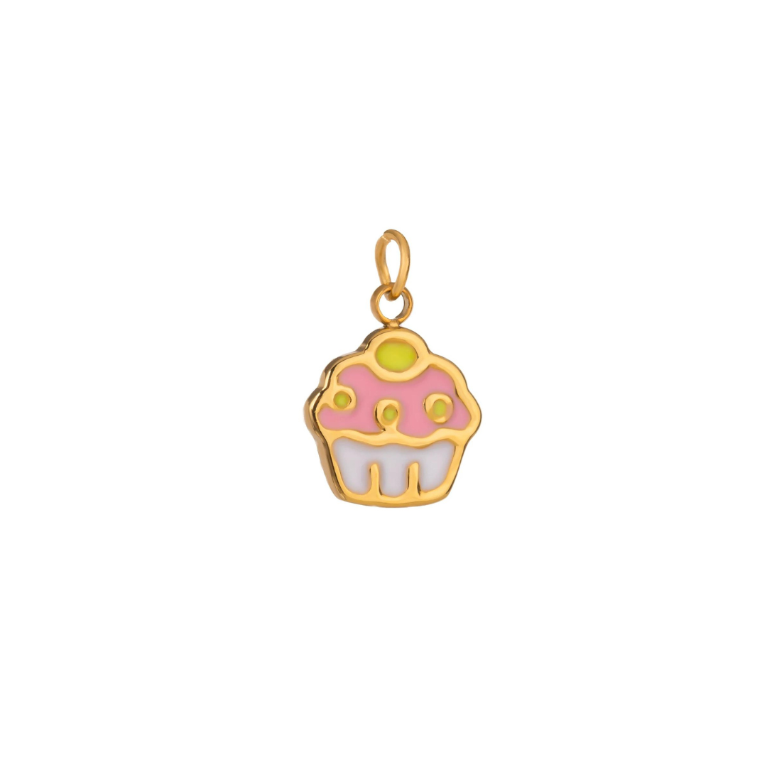 Cupcake Charm Stainless Steel 18k Gold