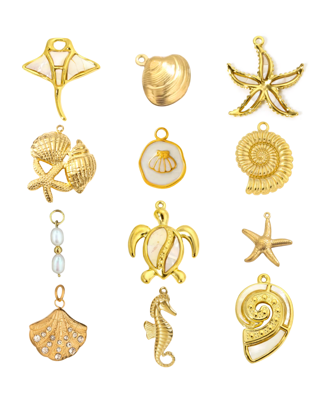 White & Gold Ocean Life - Make A Charm Bracelet or Necklace