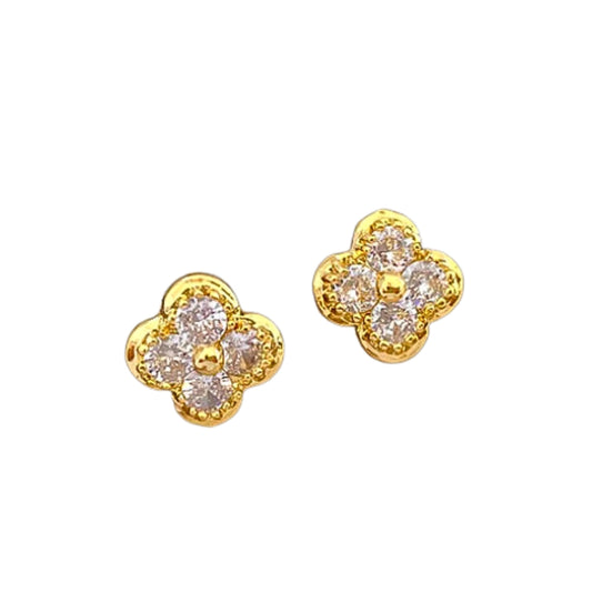 Gold Clover Diamante | Earrings