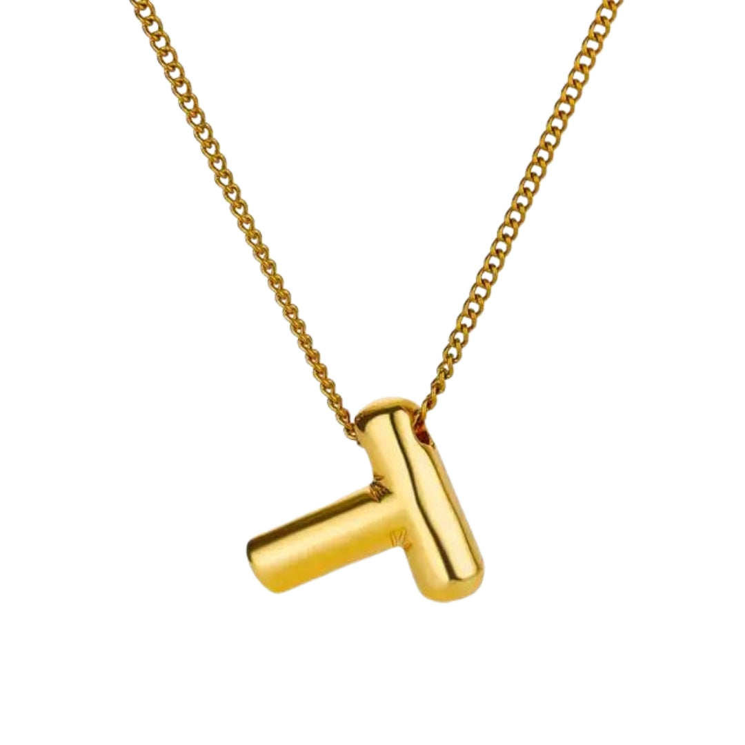 Balloon Style Initial Gold Necklace