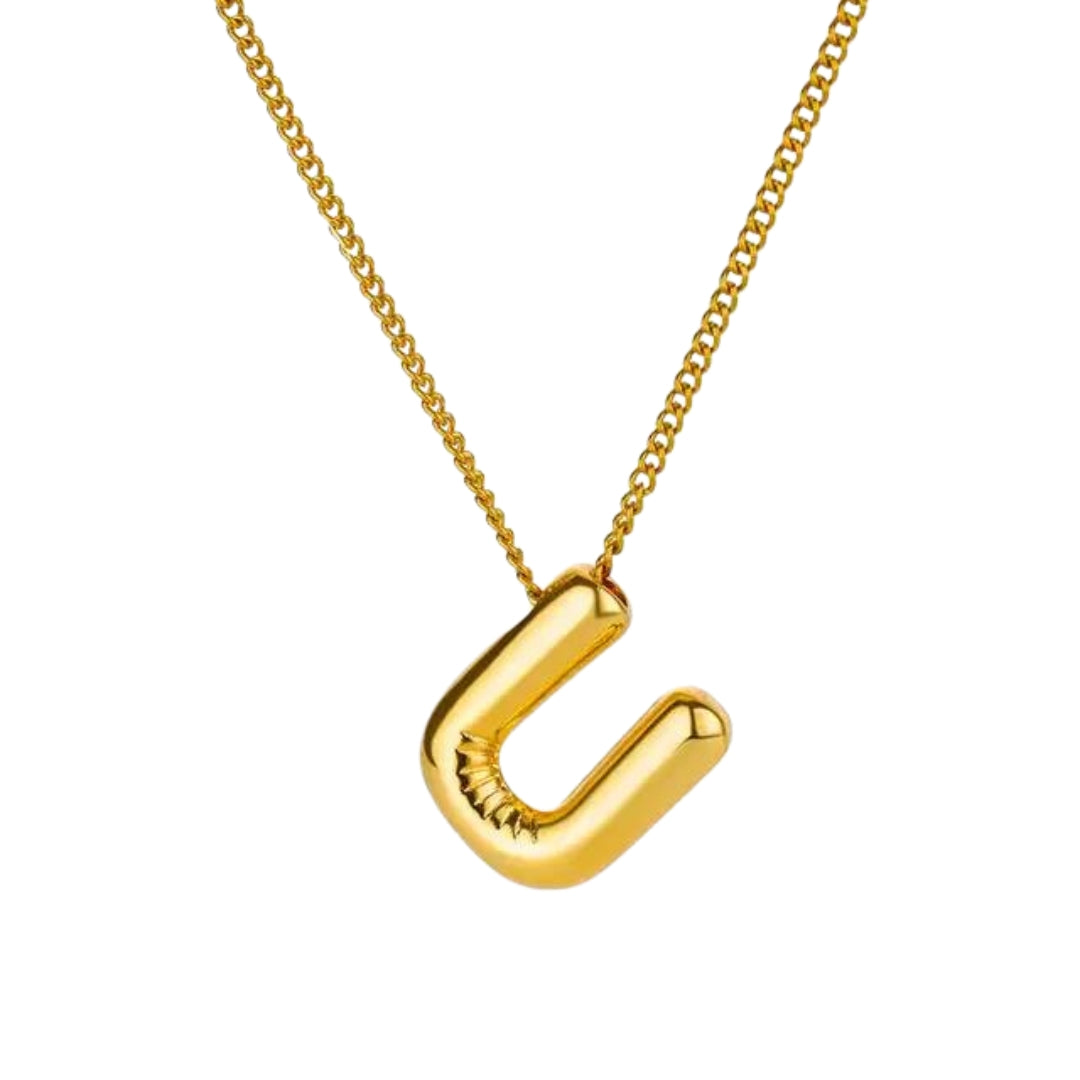 Balloon Style Initial Gold Necklace