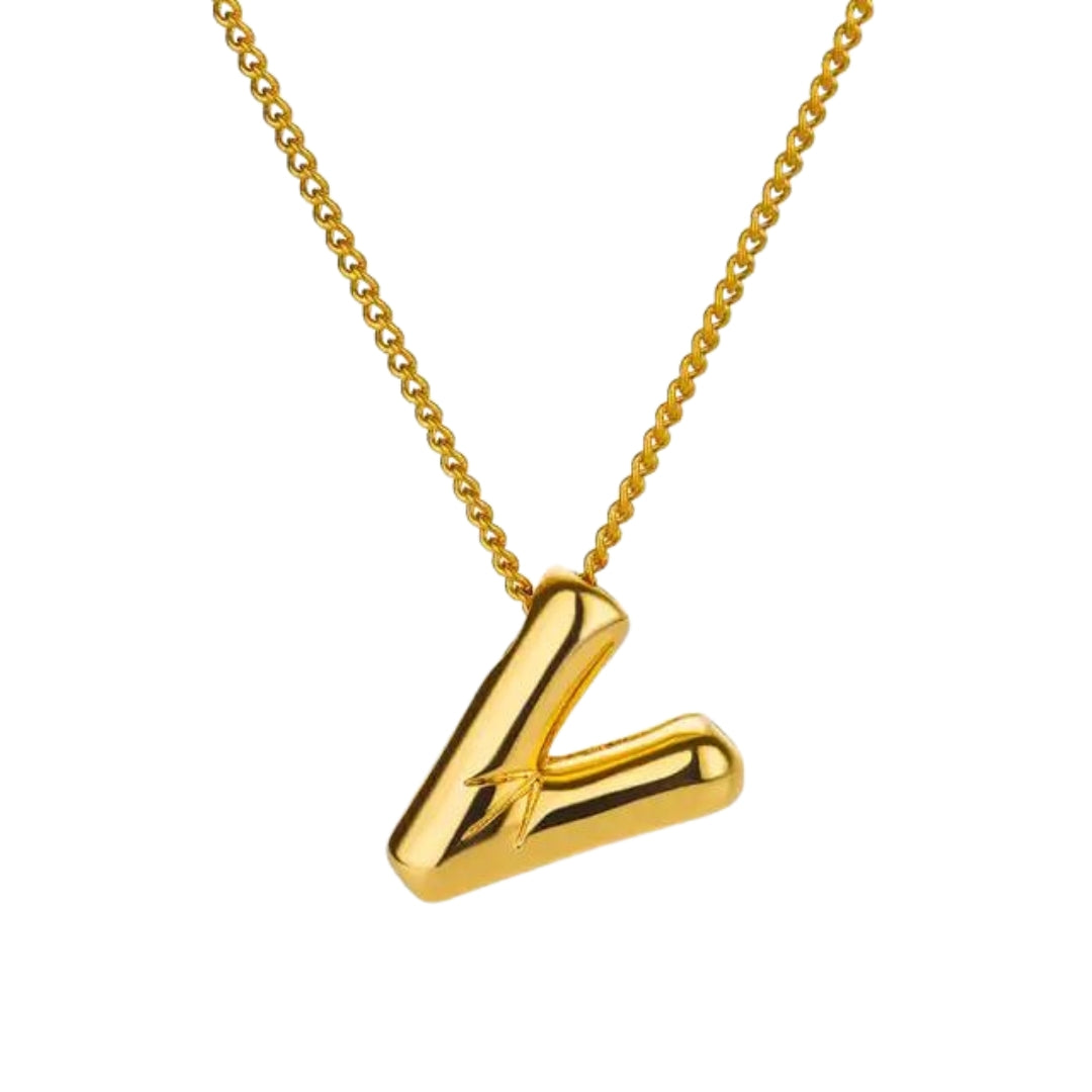 Balloon Style Initial Gold Necklace