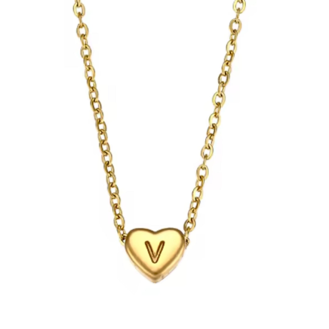 Dainty Heart Initial | Necklace