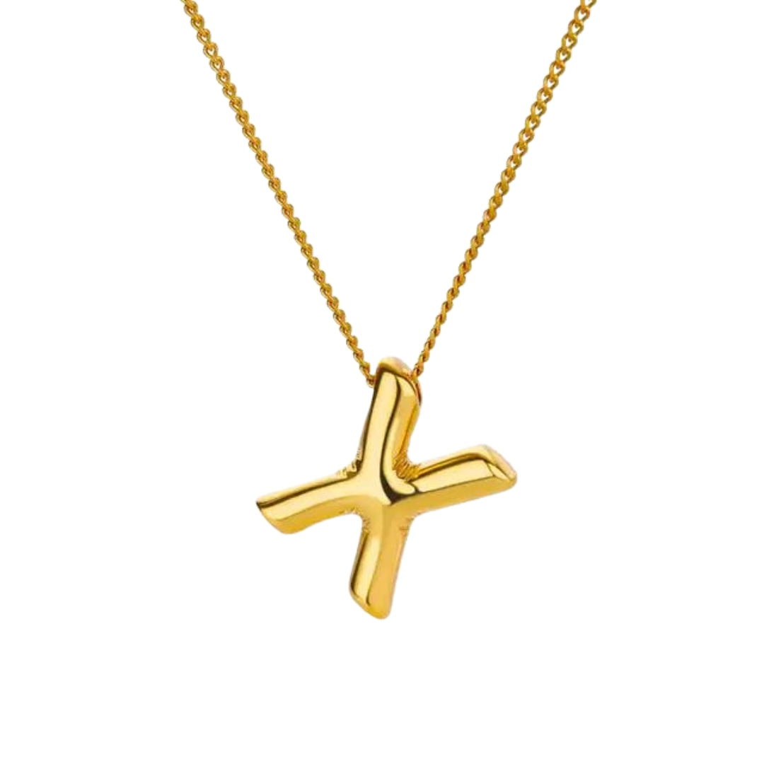 Balloon Style Initial Gold Necklace