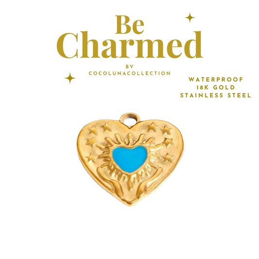 Golden & Turquoise Fire Heart | Charms