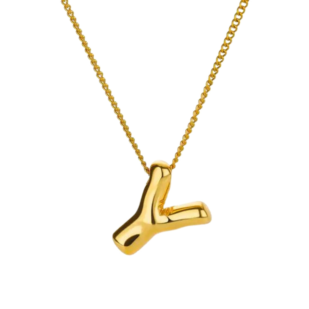 Balloon Style Initial Gold Necklace