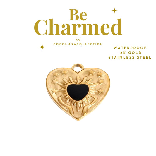 Golden & Black Fire Heart | Charms