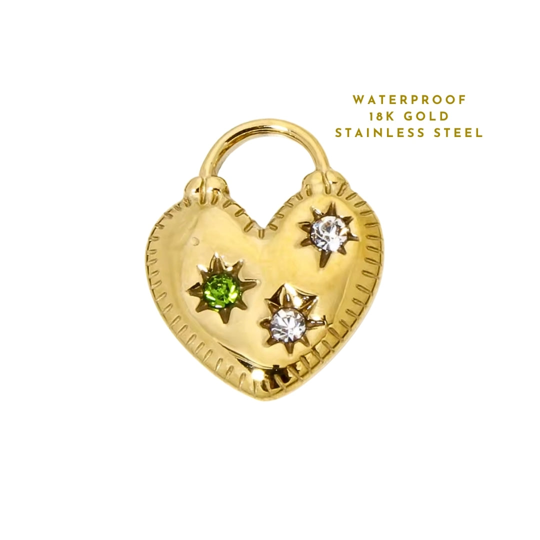 Green Jewel Heart Locket | Charm Bar