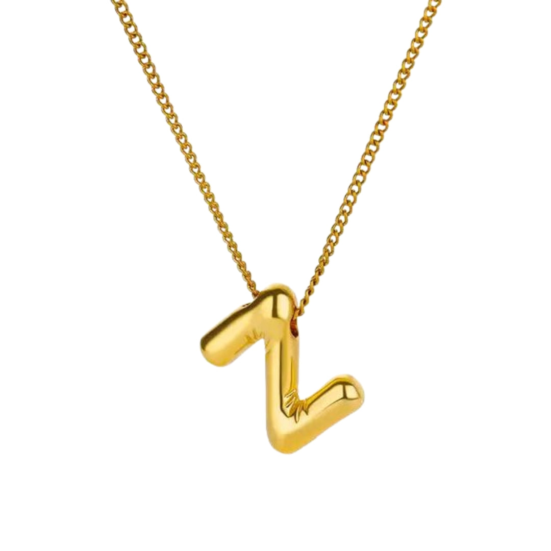 Balloon Style Initial Gold Necklace