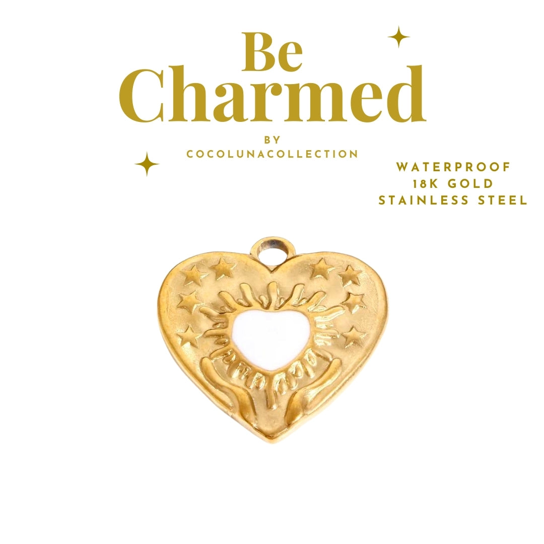 Golden & White Fire Heart | Charms