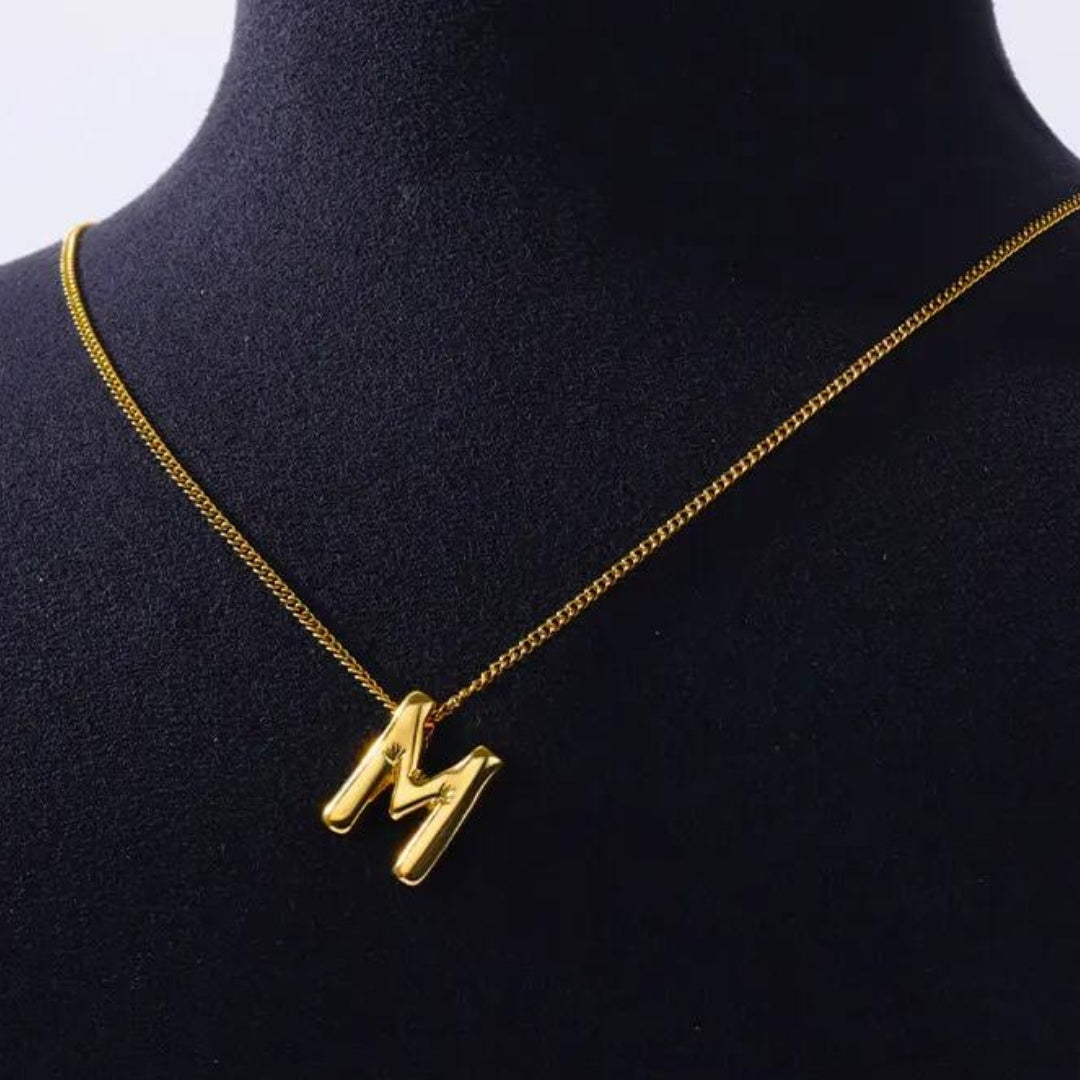 Balloon Style Initial Gold Necklace