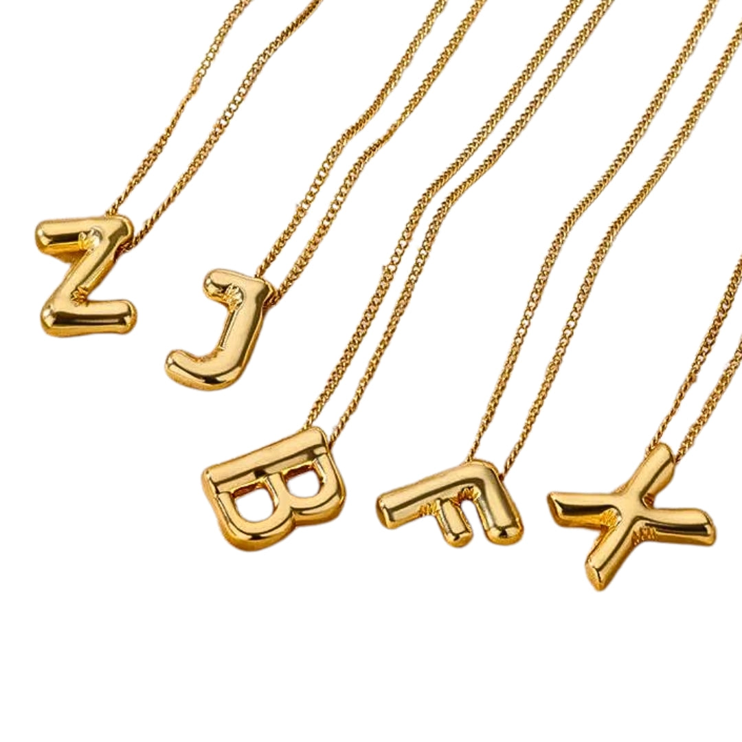 Balloon Style Initial Gold Necklace