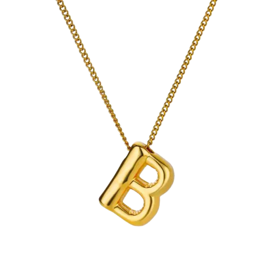 Balloon Style Initial Gold Necklace