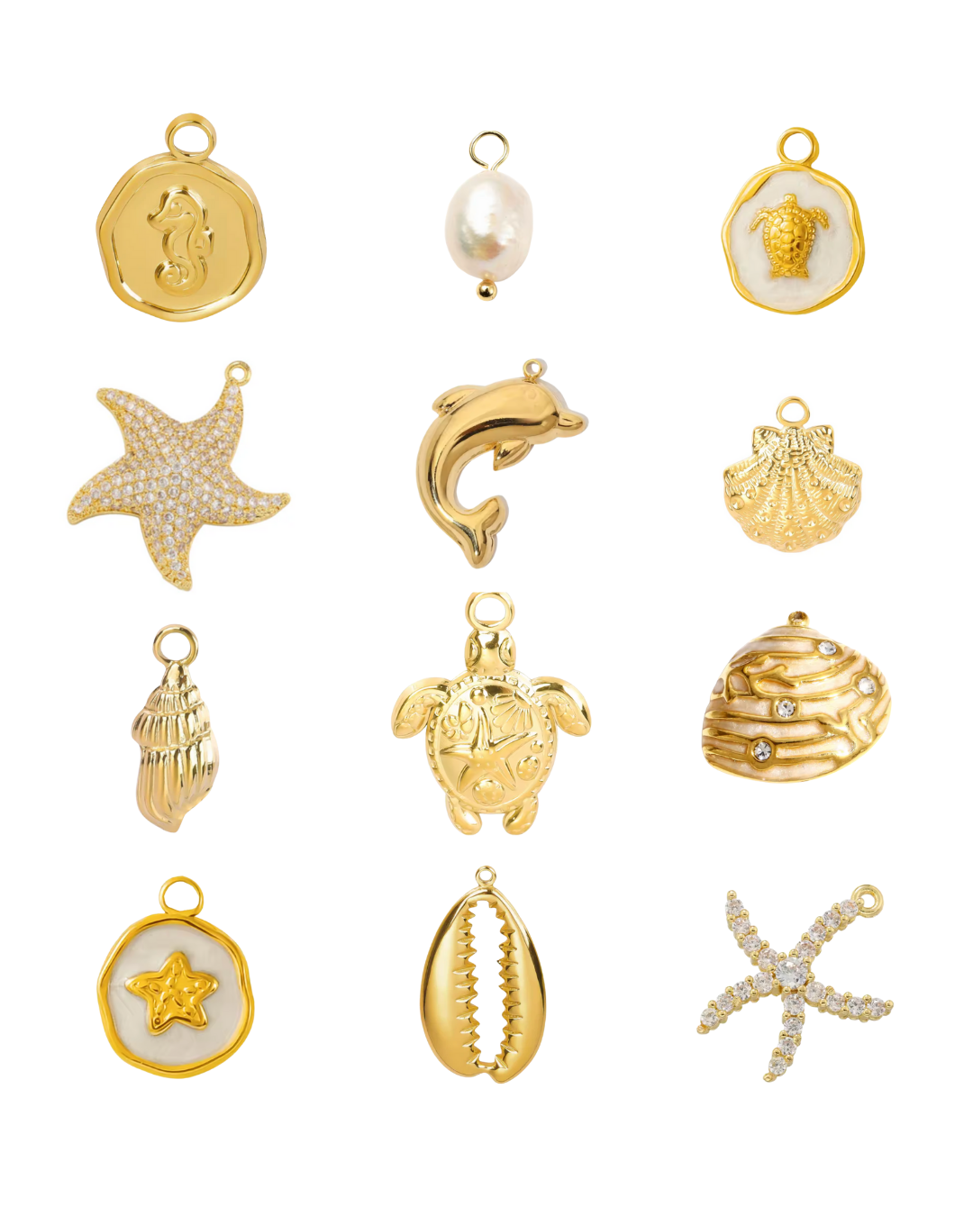 White & Gold Ocean Life - Make A Charm Bracelet or Necklace