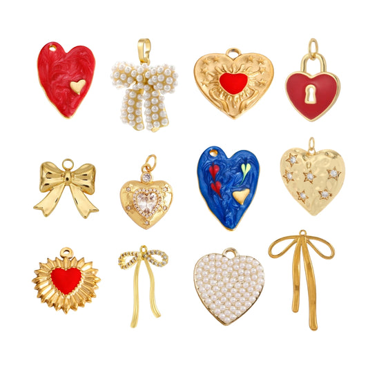 Hearts & Bow Charms