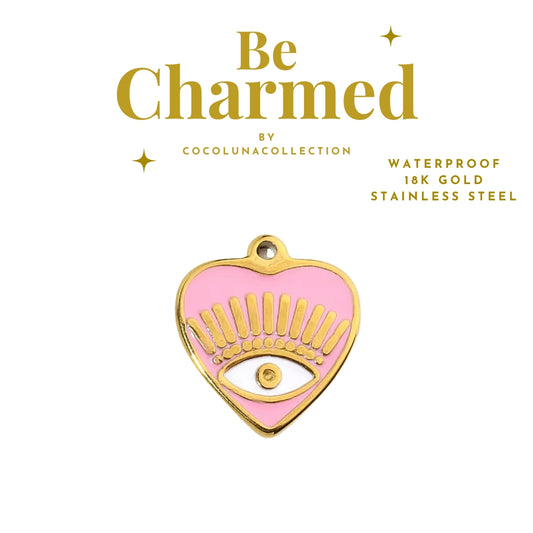 Pink Evil Eye Heart Pendant | Charms