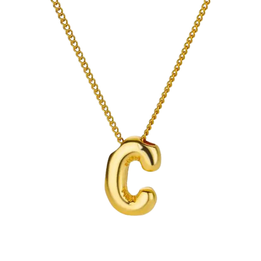 Balloon Style Initial Gold Necklace