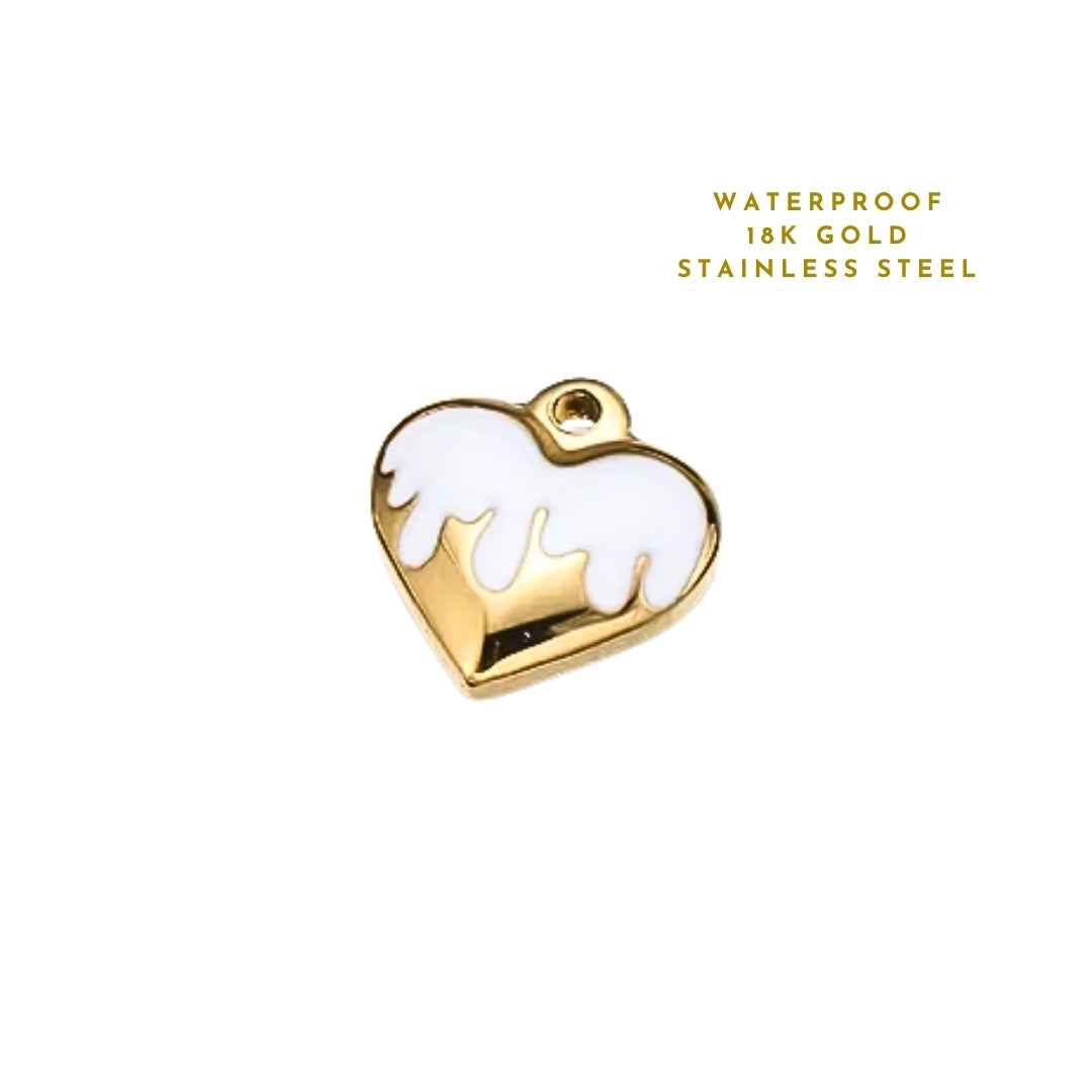 White Dripping Heart | Charms