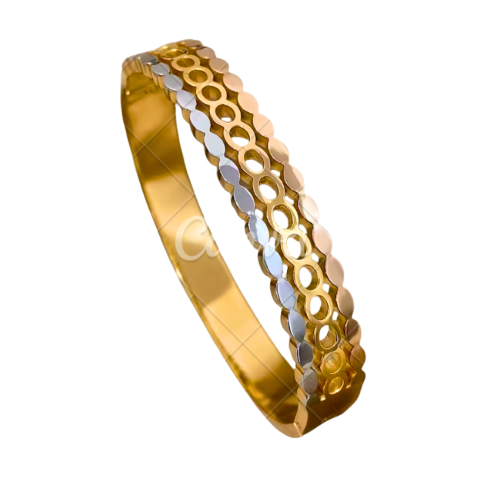 Stunning 3 layer mixed metal bangle