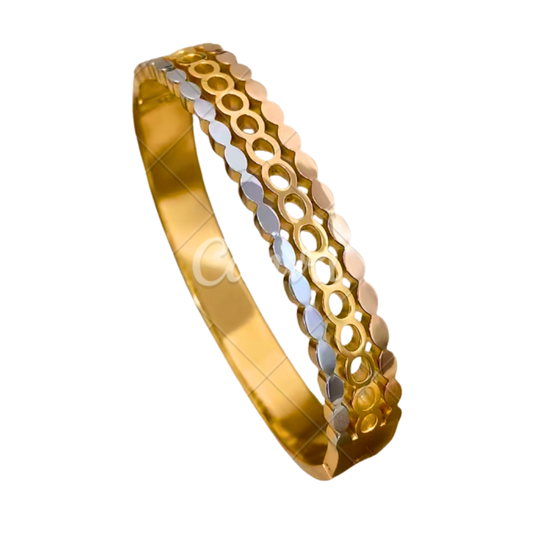Stunning 3 layer mixed metal bangle