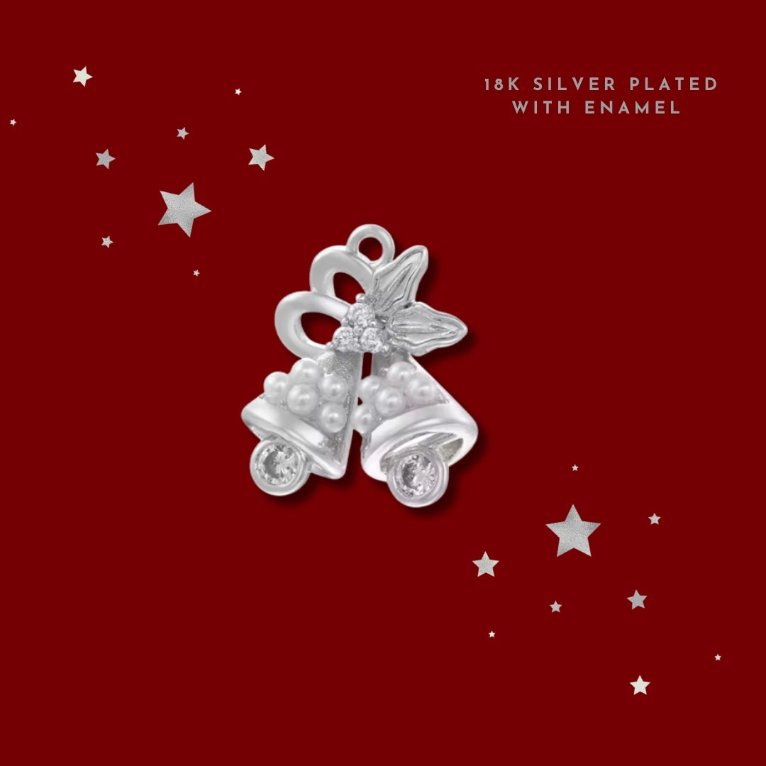 Silver Christmas Pearl Bells | Charm