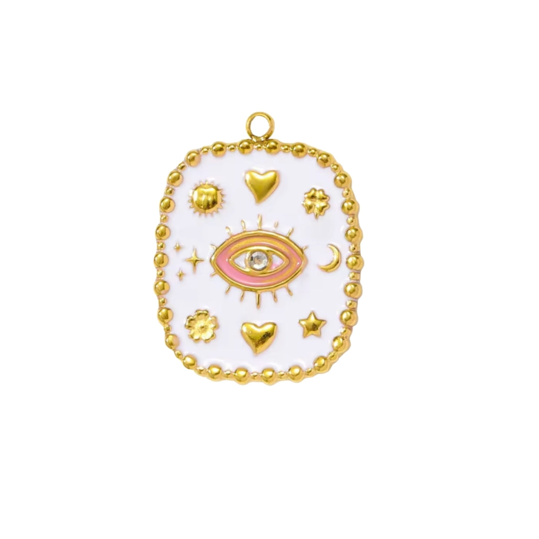 White Evil Eye Pendant Charm