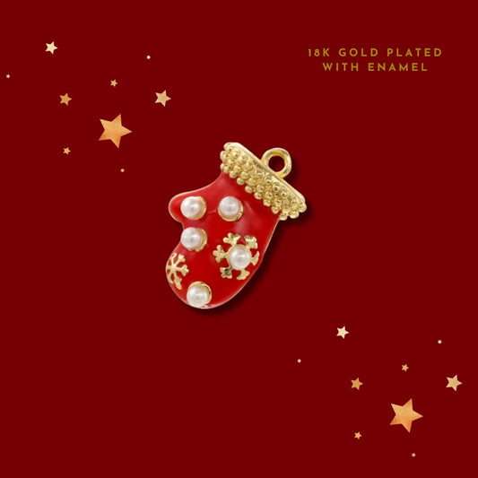 Red & Gold Pearl Mitten | Charm