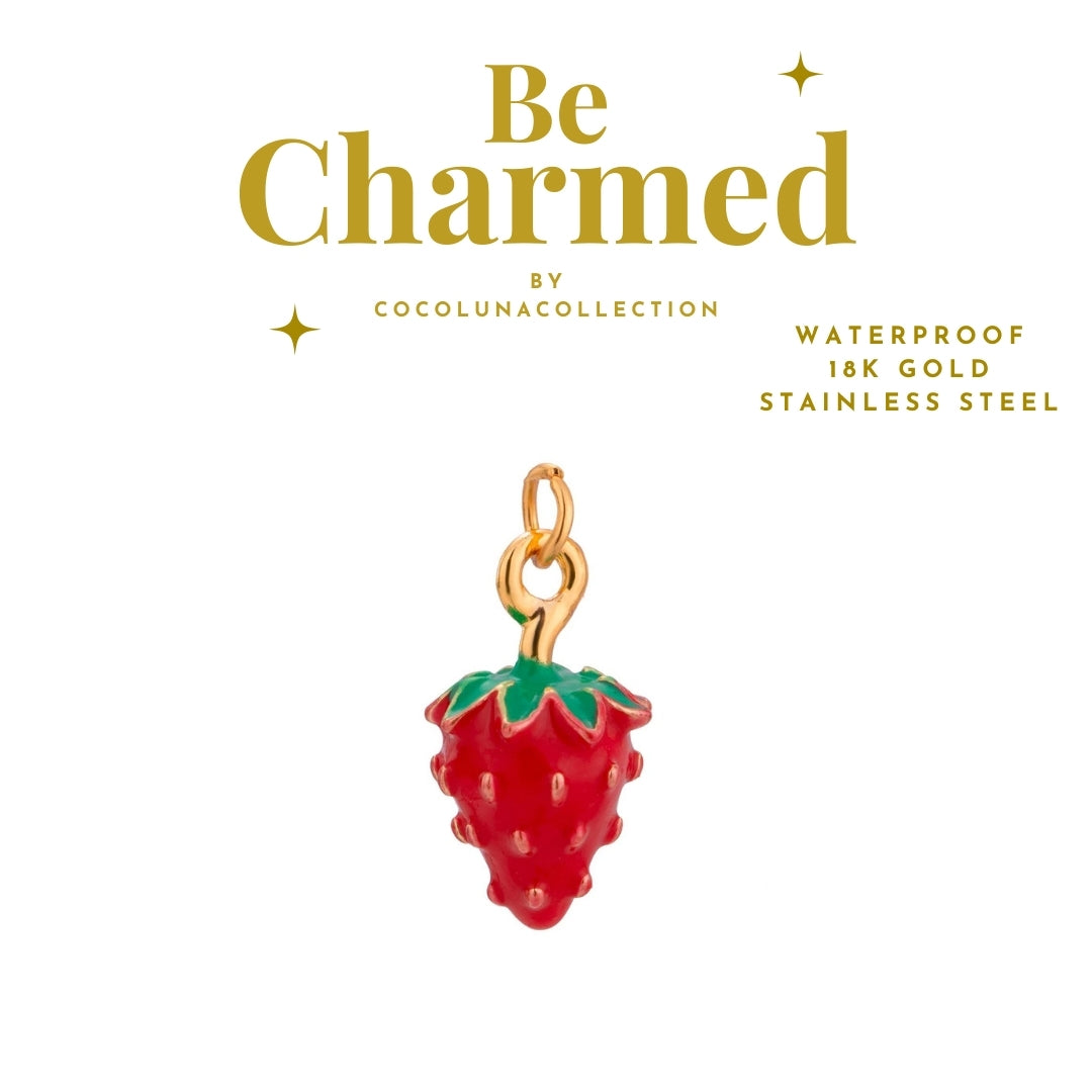 Strawberry Charm Stainless Steel 18k Gold