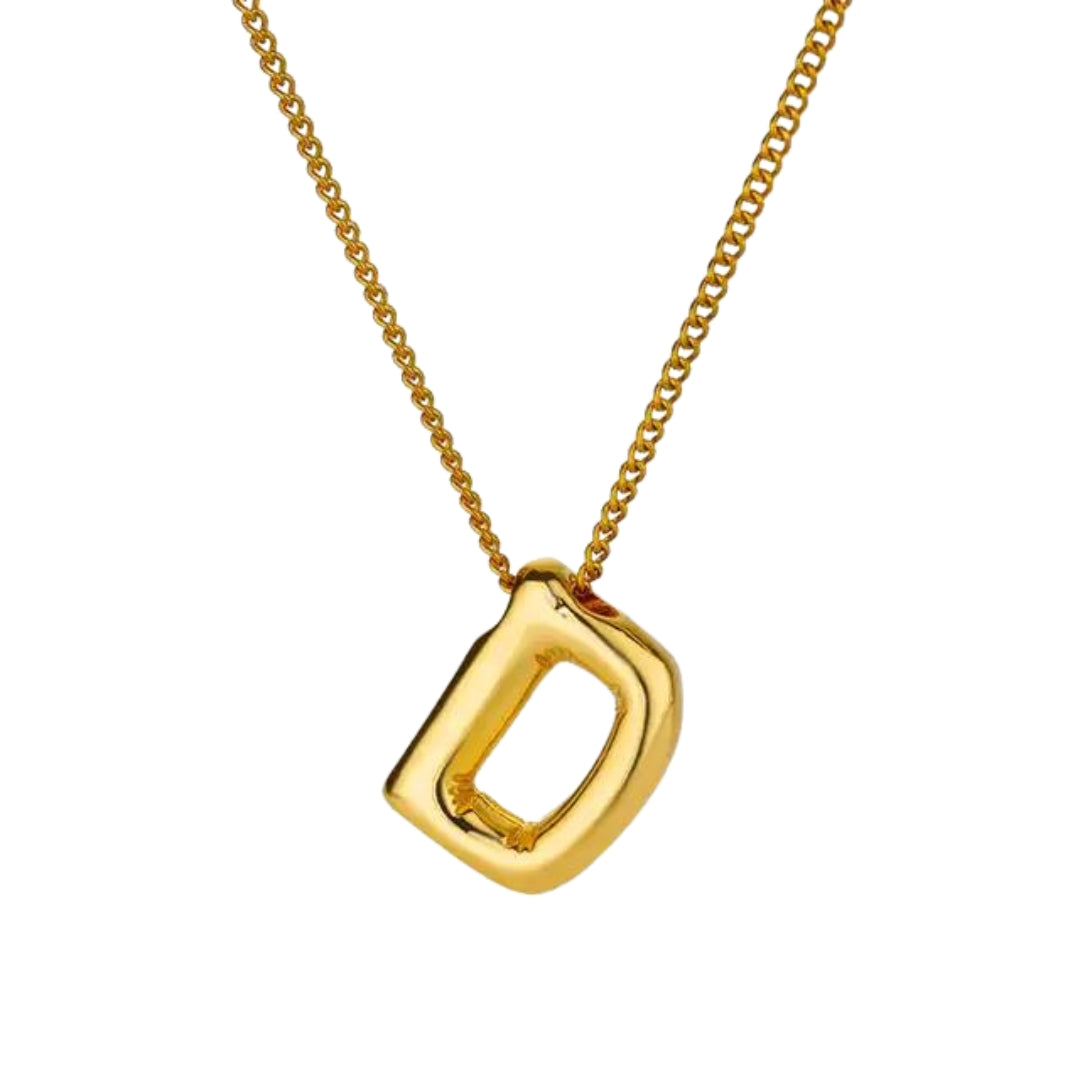 Balloon Style Initial Gold Necklace