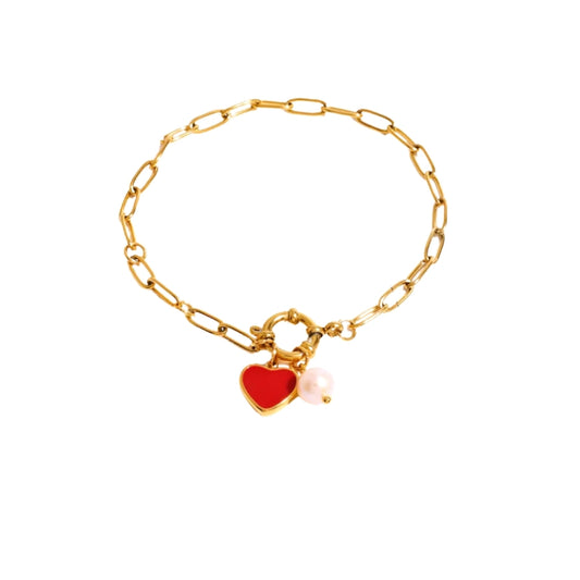 Heart & Pearl Charm | Bracelets