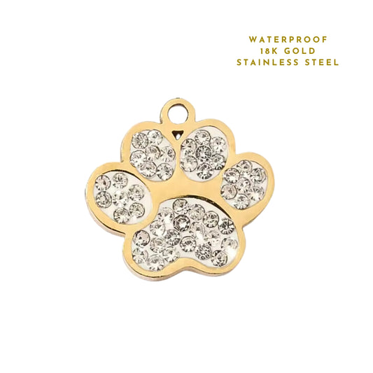 Diamante Dog Paw Charm | Charm Bar