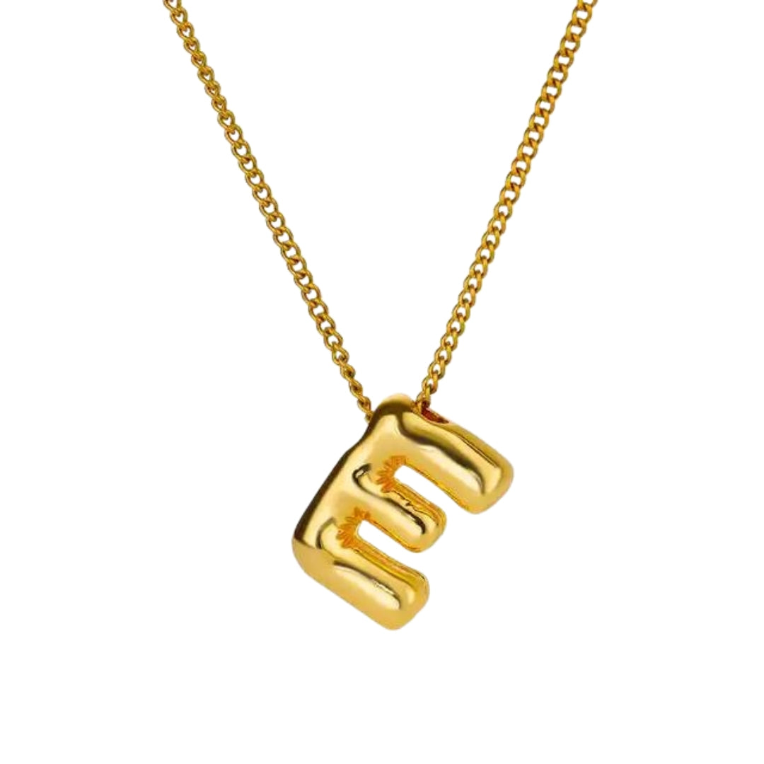 Balloon Style Initial Gold Necklace