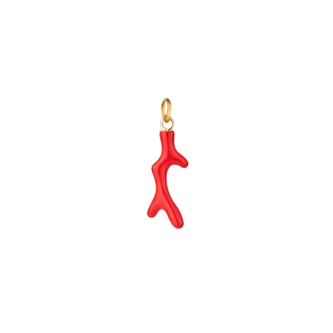 Red Coral Charm Stainless Steel 18k Gold