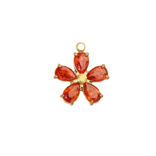 Diamante Autumn Orange Flower | Charm