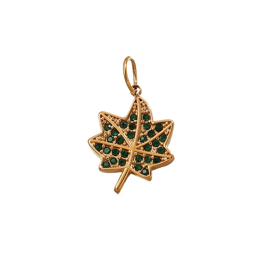 Autumn Leaf Charm Green & Gold