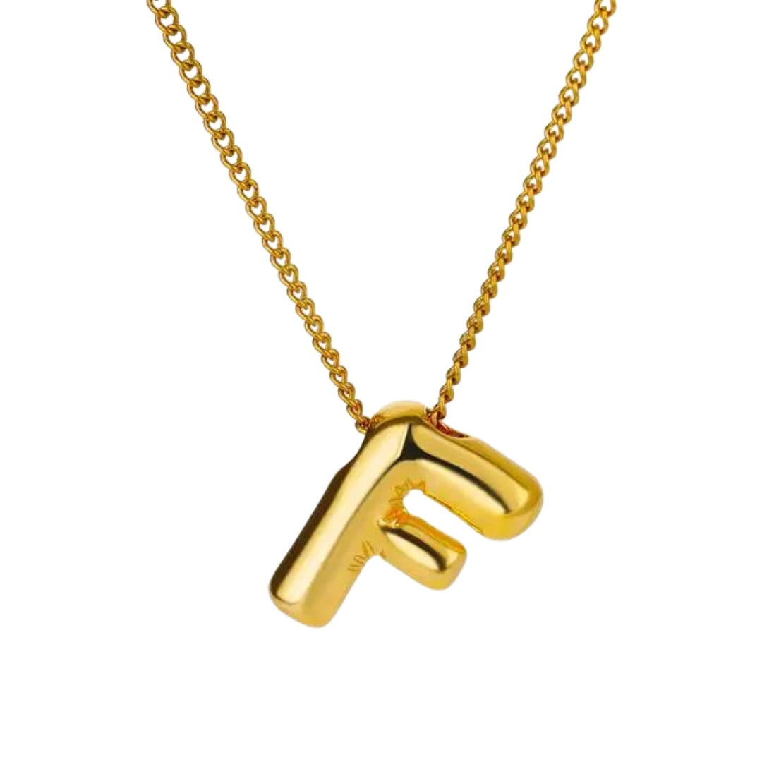 Balloon Style Initial Gold Necklace