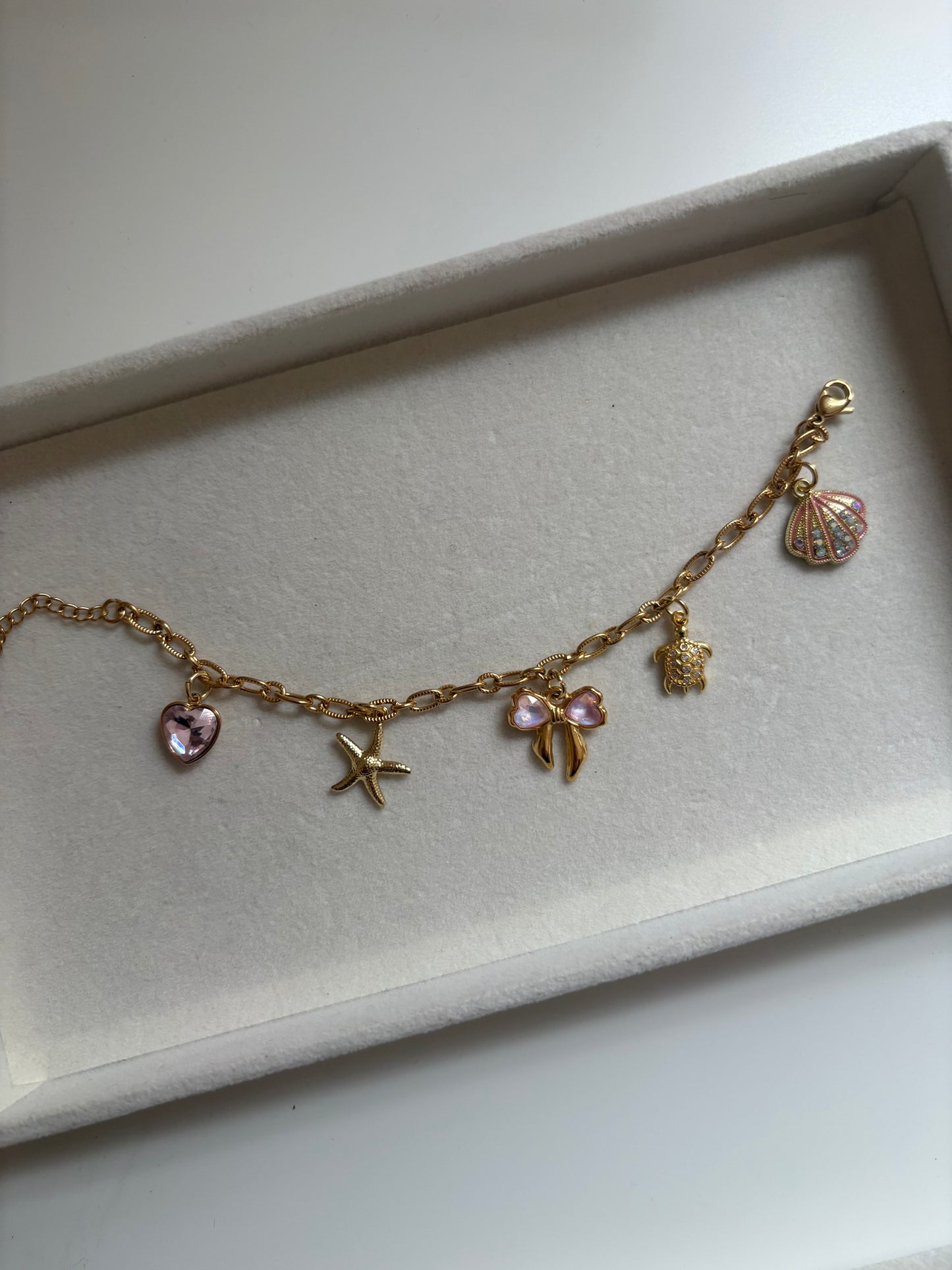Pink coastal charm bracelet