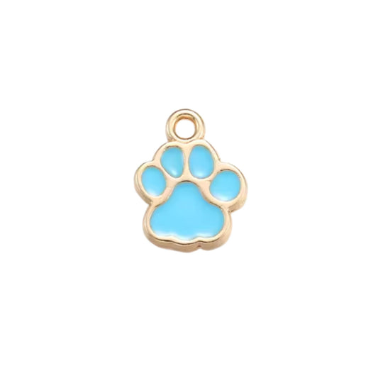 Dog Paw Charm Gold & Blue