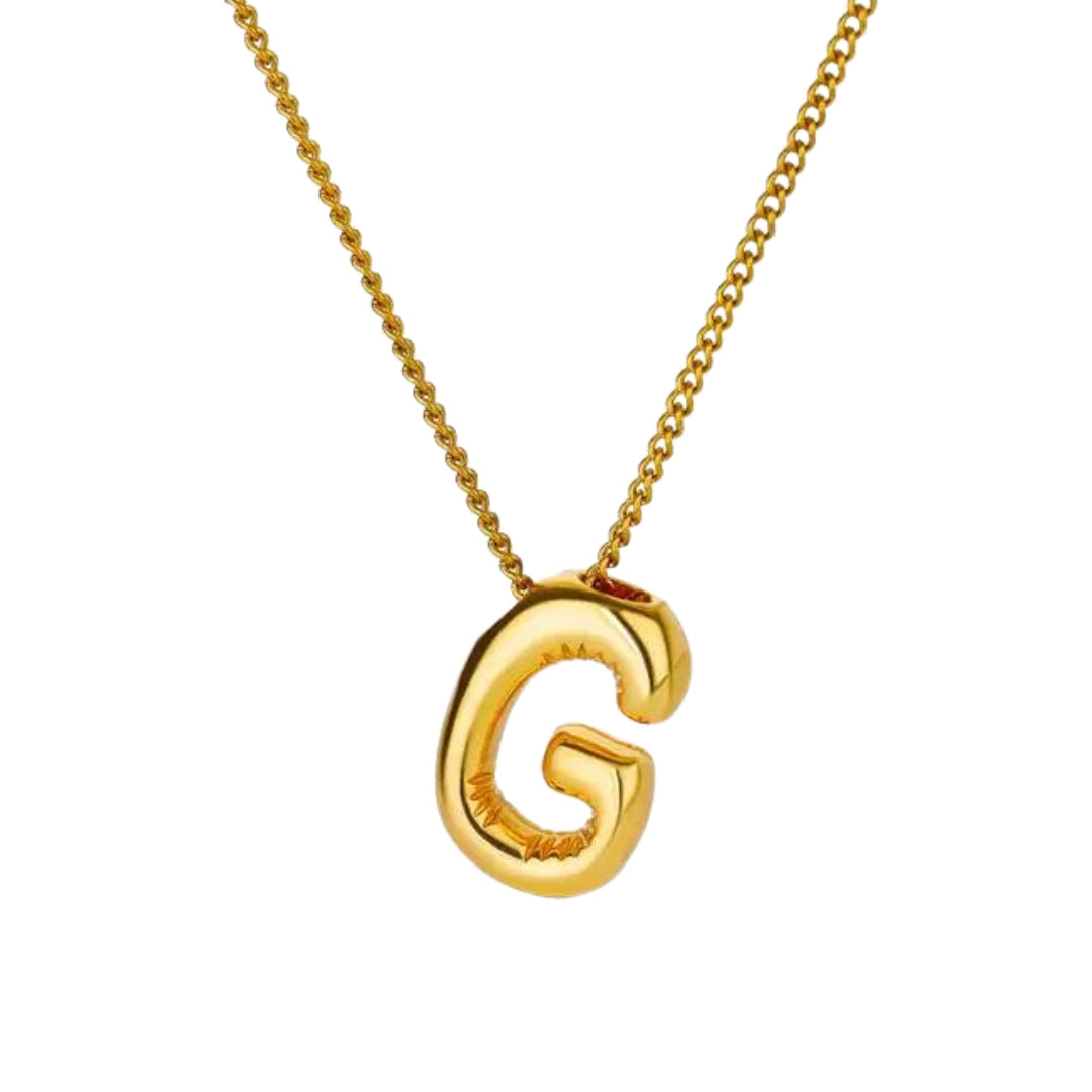 Balloon Style Initial Gold Necklace