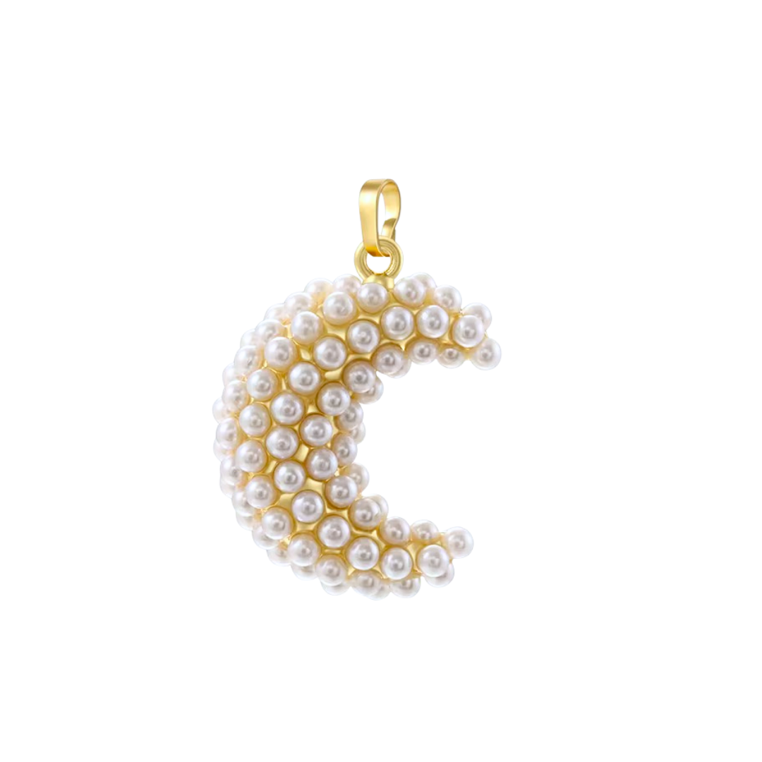 Crescent Pearl  Pendant Gold | Charms