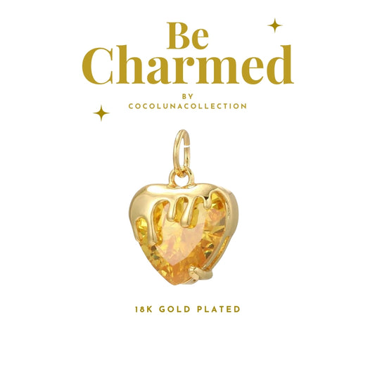 Crystal Golden Heart  | Charms