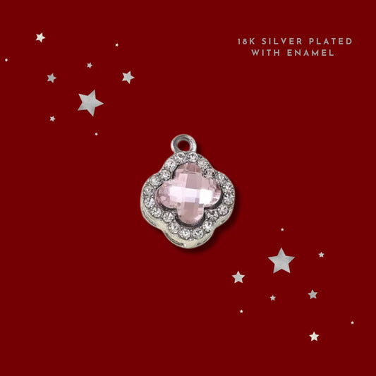 Pink Christmas Clover Silver | Charm