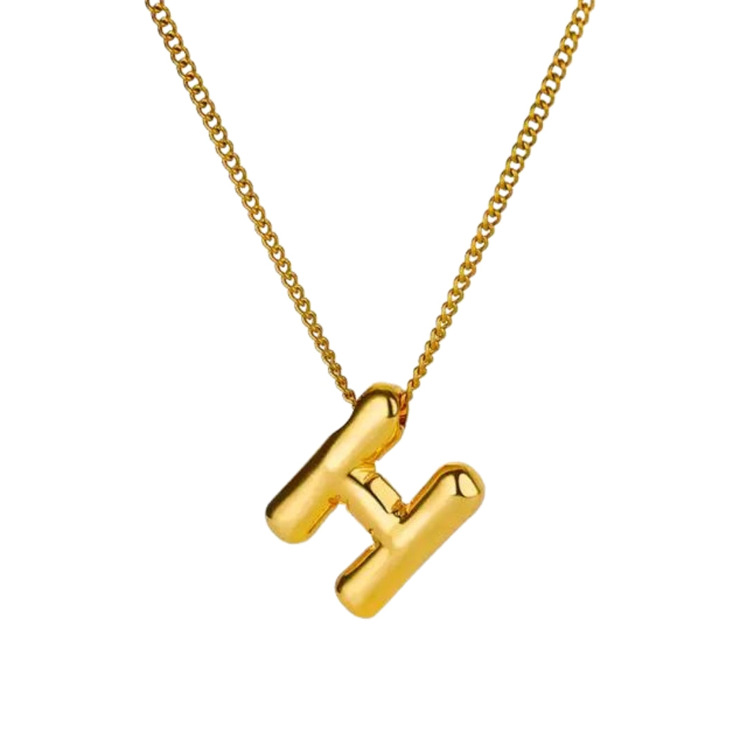 Balloon Style Initial Gold Necklace