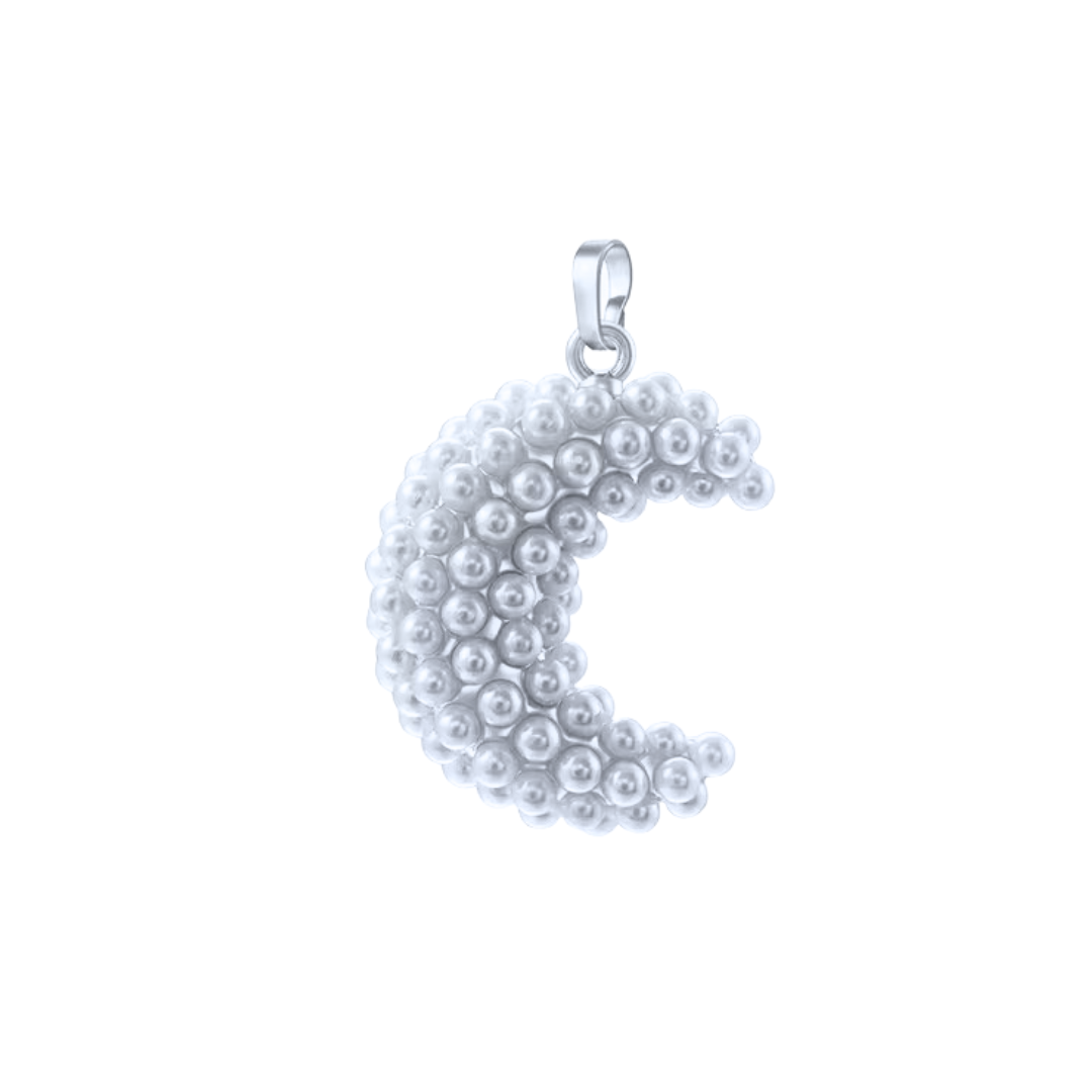 Silver Pearl Moon Charm Jewellery Charms