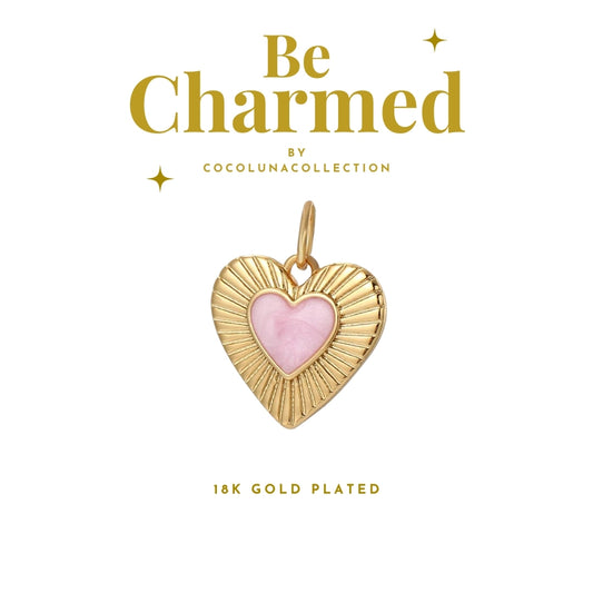 Gold & Pink Heart Pendant | Charms