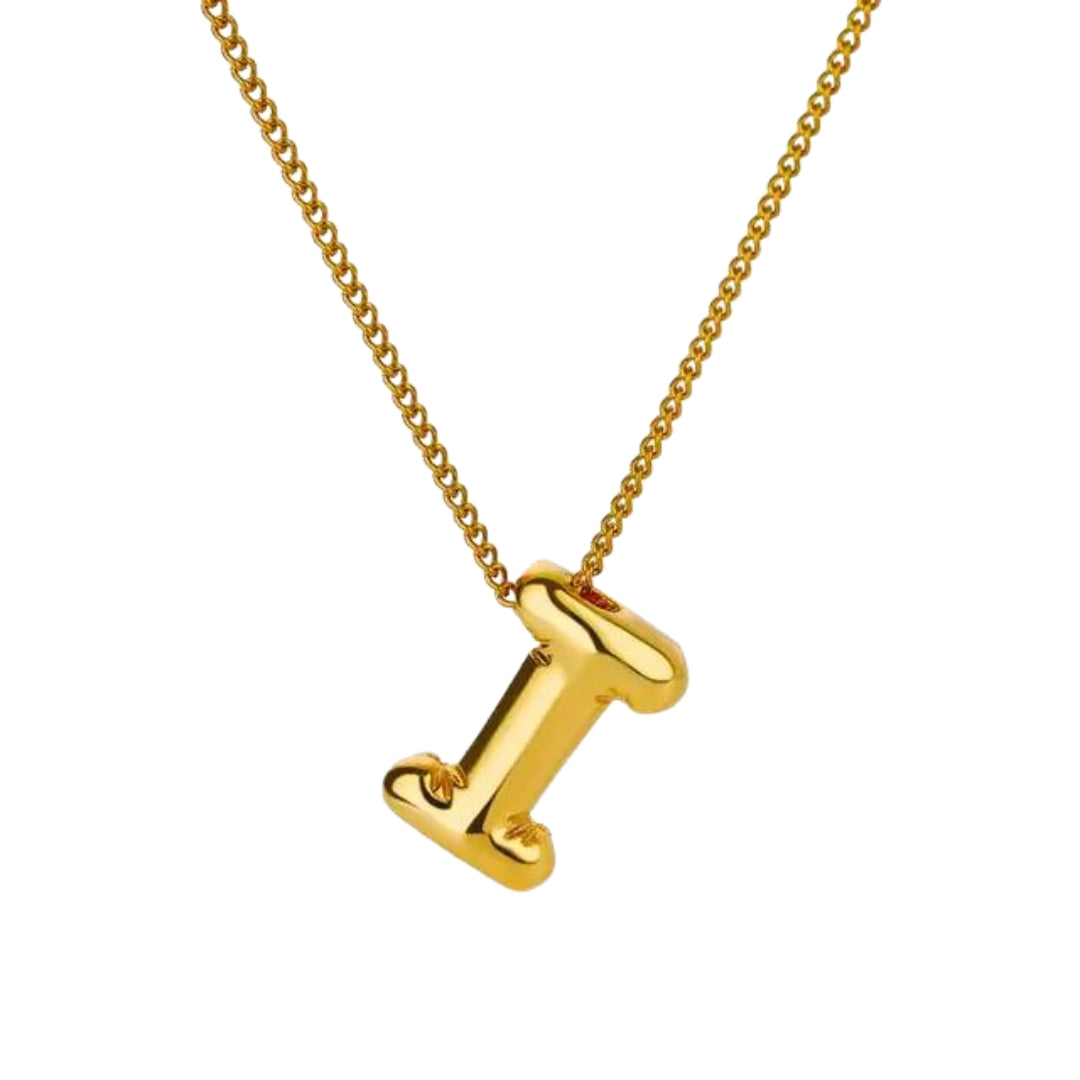 Balloon Style Initial Gold Necklace